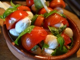 Brochettes Tomate-Mozzarella-Basilic Crème de Vinaigre Balsamique Blanc