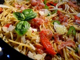 Spaghetti Au Pesto d'Olives Tomates Jambon Cru