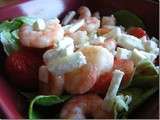 Salade de crevettes, fraises et feta