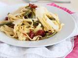 Tagliatelles, haricots verts et tomates confites, sans gluten