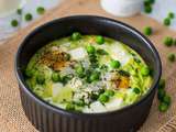 Œufs cocotte aux petits pois, aneth et feta