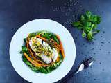 Salade de lentilles et cabillaud tiède sauce au curry