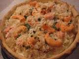 Quiche à la choucoute, au saumon et crevettes