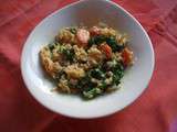 Riz, lentilles roses et chou kale au curry et lait de coco