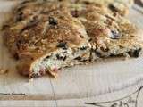 Fougasse au roquefort, olives et lardons