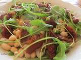 Salade de haricots blancs, roquette et tomates confites