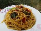 Spaghettis tomates et roquette