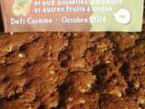 Maxi cookies « plein de trucs ! « : au chocolat noir, aux noisettes, aux pépites de chocolat au lait Spécial  « défi à la noix »