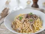 Tagliatelles sauce à la crème et aux champignons