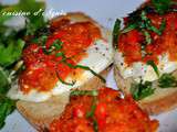 Bruschetta de mozzarella au panaché de poivrons