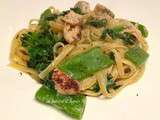 Linguine alfredo poulet kale