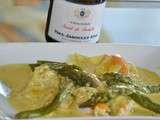 Ravioles de st jacques aux asperges sauce curcuma