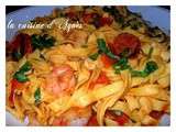 Tagliatelles crevettes chorizo