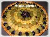 Tarte raisins-ananas sur compotée de poires épicées