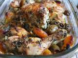 Poulet aux olives et abricots au four