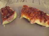 Courgettes farcies au jambon, champignon et mozza