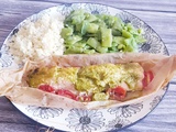 Saumon en papillote au pesto et aux tomates cerises