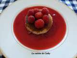 Flan coco et son coulis à la framboise