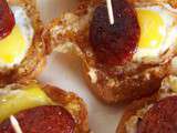 Pinchos chorizo oeufs de caille