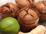 Coulants au chocolat, citron vert et gingembre