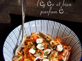 Carottes râpées, germes de haricots Mungo à la Tomme fermière de vache au lait cru et chèvre au piment