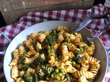 Fusilli aux épinards, petits pois