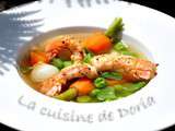 Langoustines et petits légumes, bouillon citronné