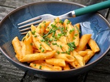 Penne pois cassés à la crème de poivrons