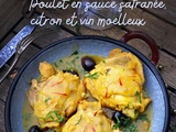 Poulet en sauce safranée, citron et vin moelleux