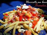 Salade de haricots beurre, tomates, lardons et bleu d'Auvergne