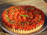 Tarte à la tomate, ail et basilic