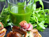 Tartelettes fines aux cèpes, pancetta et jus vert