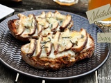 Tartines aux shiitakes, crème de Gorgonzola & sauge