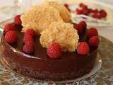 Moelleux aux Noisettes, Ganache Chocolat Framboise et Tuiles aux Noisettes