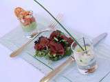 Tartare de Saint-jacques, Guacamole de Gambas et Carpaccio d’Autruche