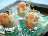 Verrine Concombre Courgette, Crème Ail Menthe et Gambas