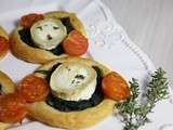 Petits feuilletés aux épinards, fromage de chèvre et tomates cerise