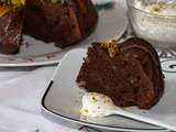 Gâteau au vin rouge, chocolat et oranges confites