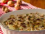 Gratin d’endives et roquefort aux ravioles du Dauphiné