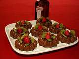 Petits paniers au chocolat et fruits rouges et Cointreau cuisine