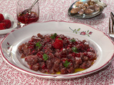 Tartare de thon, vinaigrette aux framboises