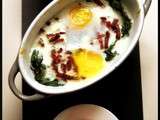 Oeufs cocotte aux feuilles d’épinard, bacon et Philadelphia | La cuisine de Josie