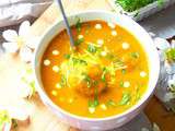 Velouté de Carottes curry. Petites boulettes de viande aux herbes et fromage de brebis – La soupe d’Iris