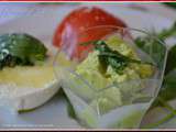 Tomates-mozzarella et glace avocat-basilic