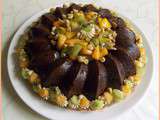 Couronne fondante courgette-chocolat aux fruits exotiques