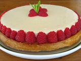 Tarte entremet mangue-framboises