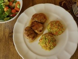 Médaillons de porc bbq, croquettes de légumes