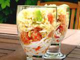 Verrine de crabe, pamplemousse et avocat en crumble