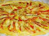 Tarte aux poivrons rouges, moutarde curcuma et romarin