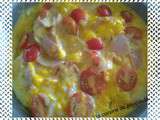 Omelette tomate cerise, jambon